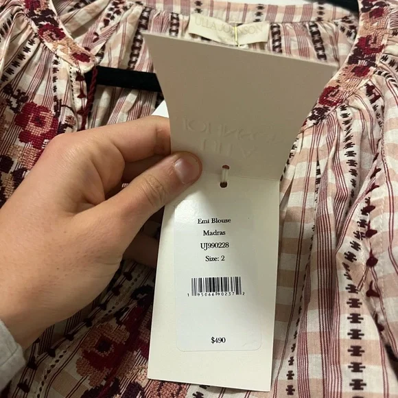 Ulla Johnson Plaid Blouse with Floral Accents - Picture 4 of 4